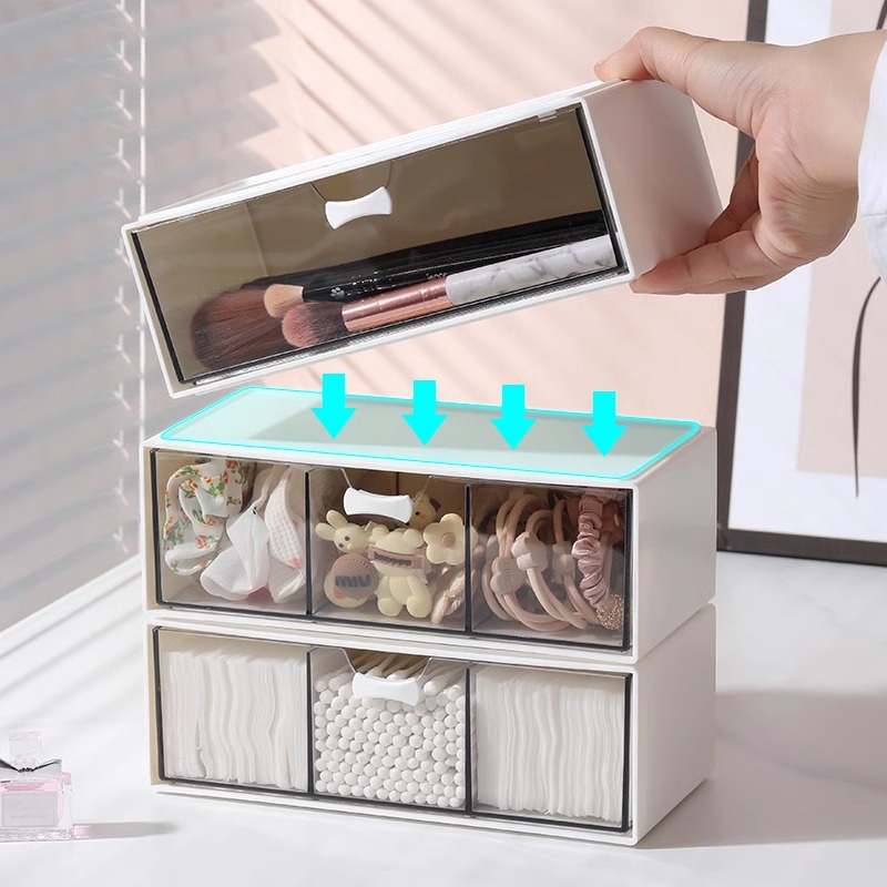 桌面收纳盒亚克力透明储物盒抽屉式化妆品整理盒办公室杂物置物架
