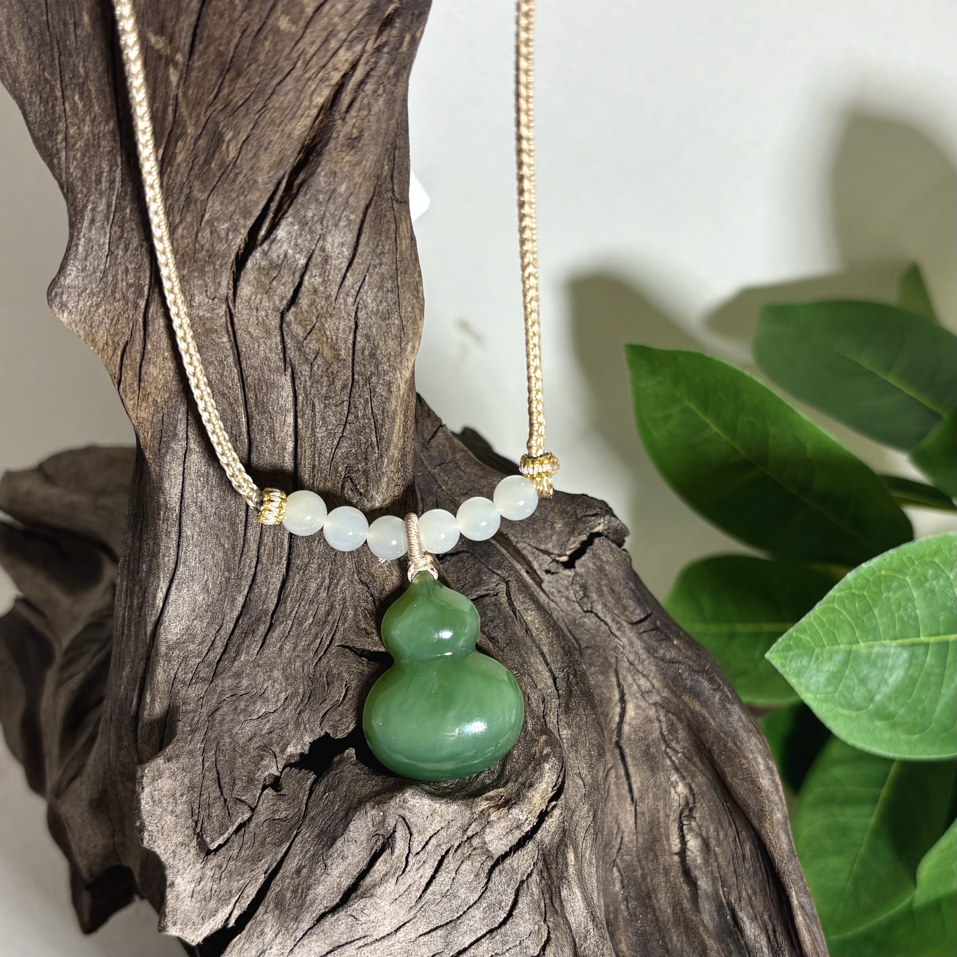 和田玉巴碧葫芦福禄吊坠项链 X0040