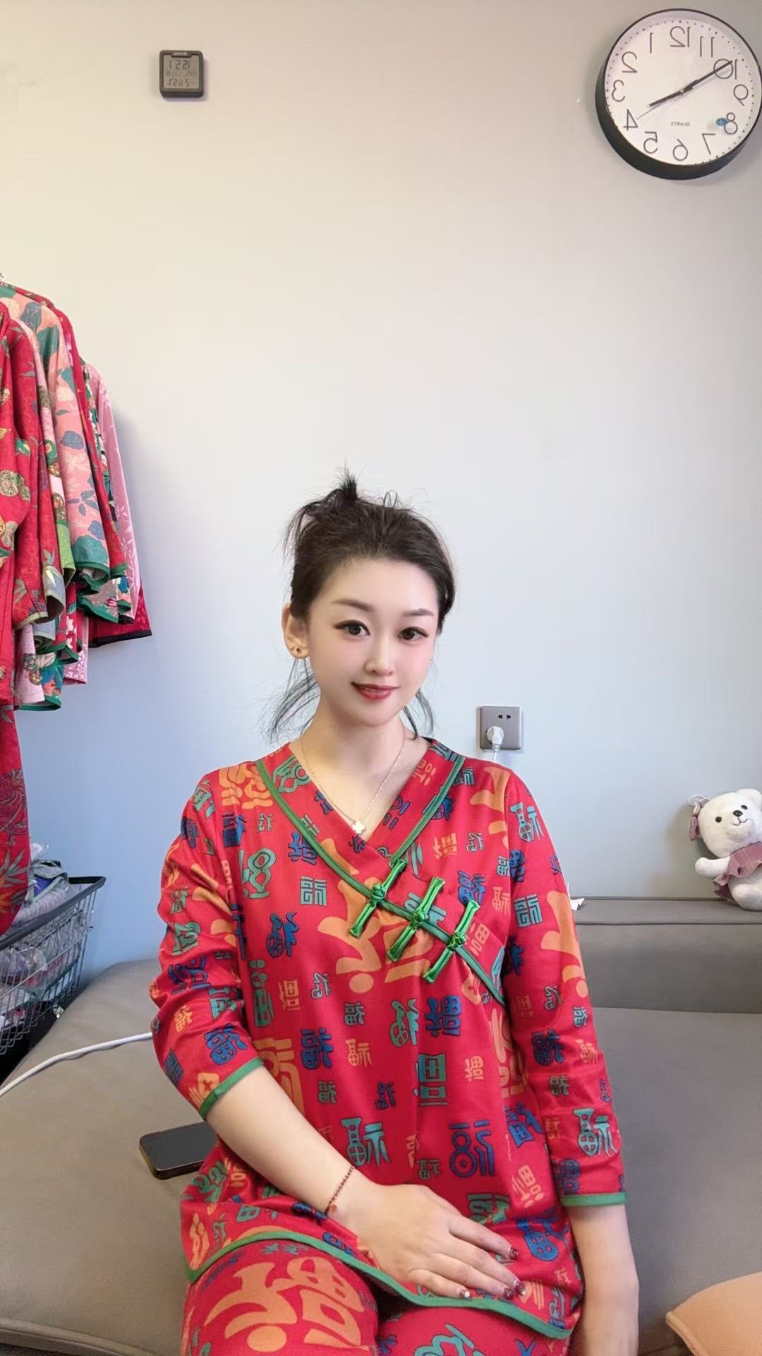 新款睡衣女盘扣百福字喜庆红色新中式国风本命年家居服套装可外穿