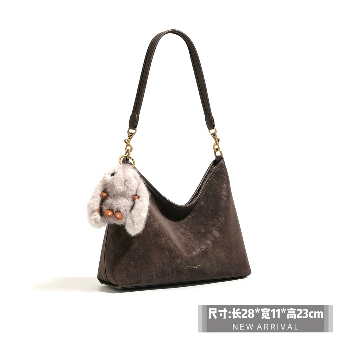 【复古乌木咖】新款复古珠光擦色做旧真皮流浪女包单肩斜挎气质高级