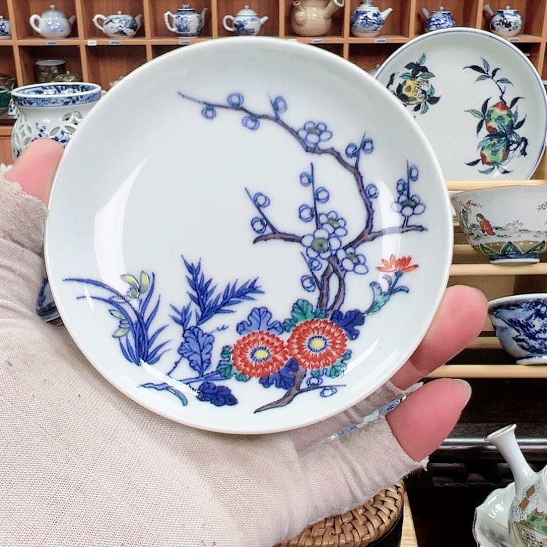 柴窑青花瓷茶具盘子