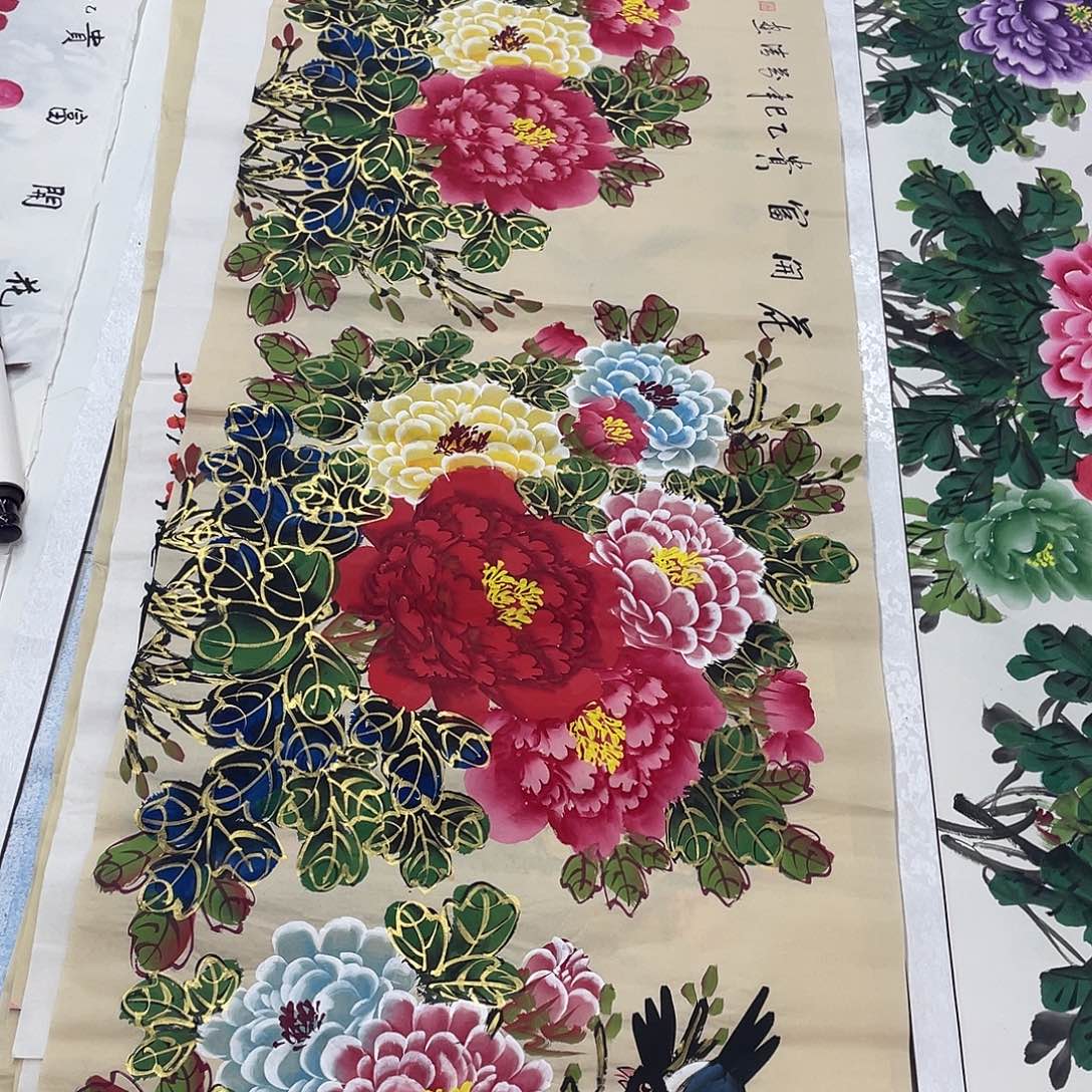 国画国画作品原稿小六尺横幅仿古喜鹊水晶