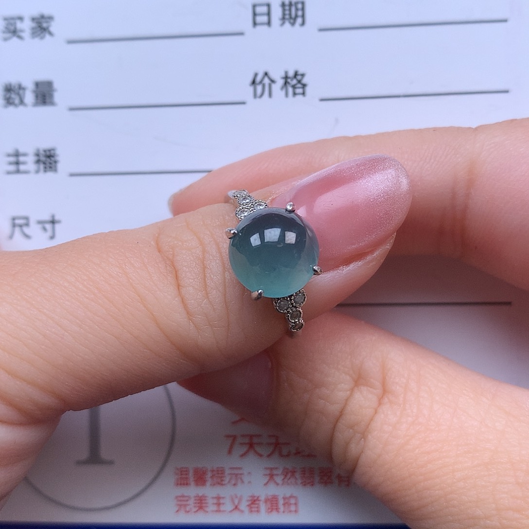 翡翠戒指银S925镶嵌ℒ****