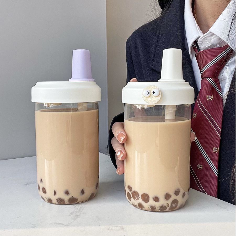 珍珠奶茶吸管杯ins风耐热防摔塑料杯子韩版高颜值大容量学生水杯k