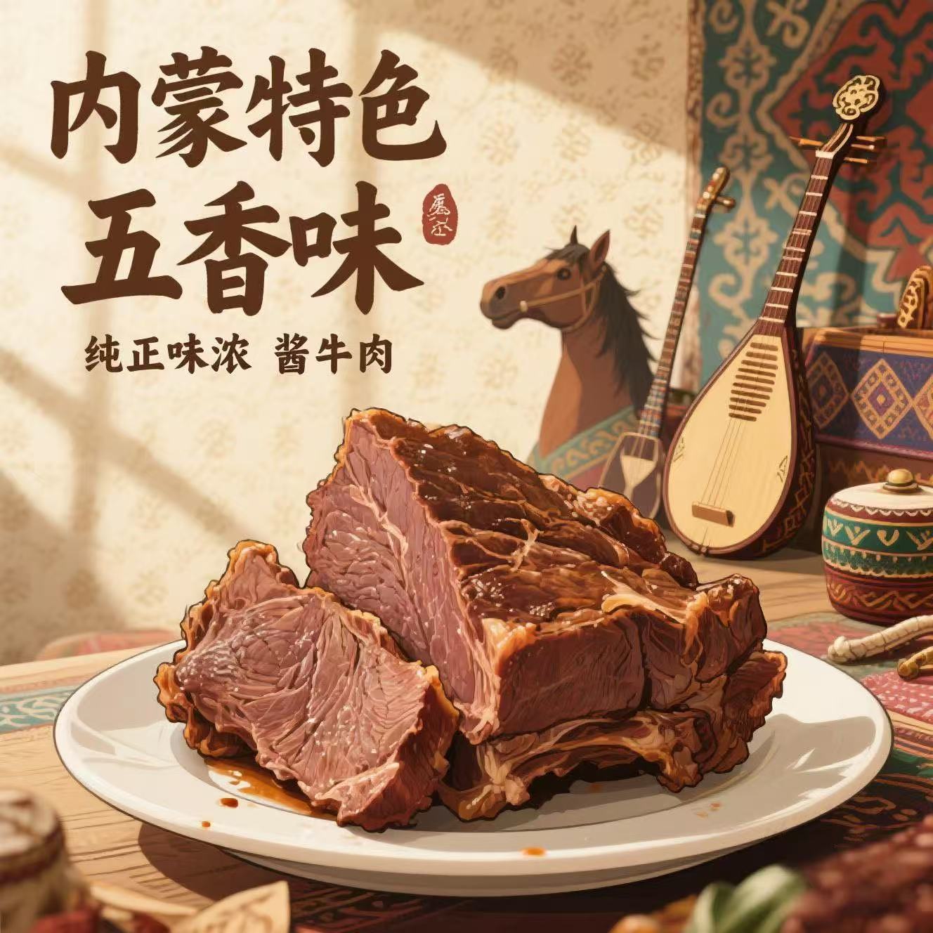 内蒙直发草原酱牛肉健身后腿肉熟食开袋即食mt150g*6袋