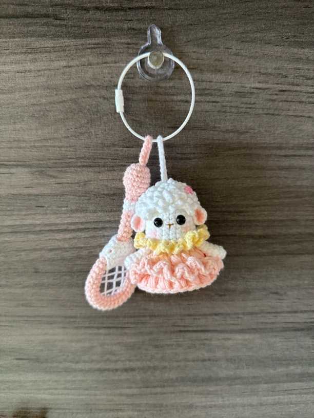 羽毛球钩织挂件成品