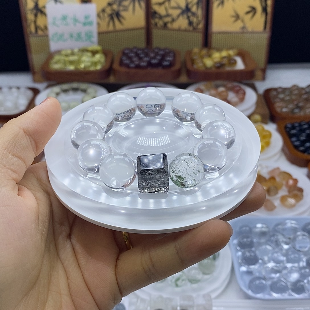 A***。烟晶银S925镶嵌手链天然水晶定制打孔不退换