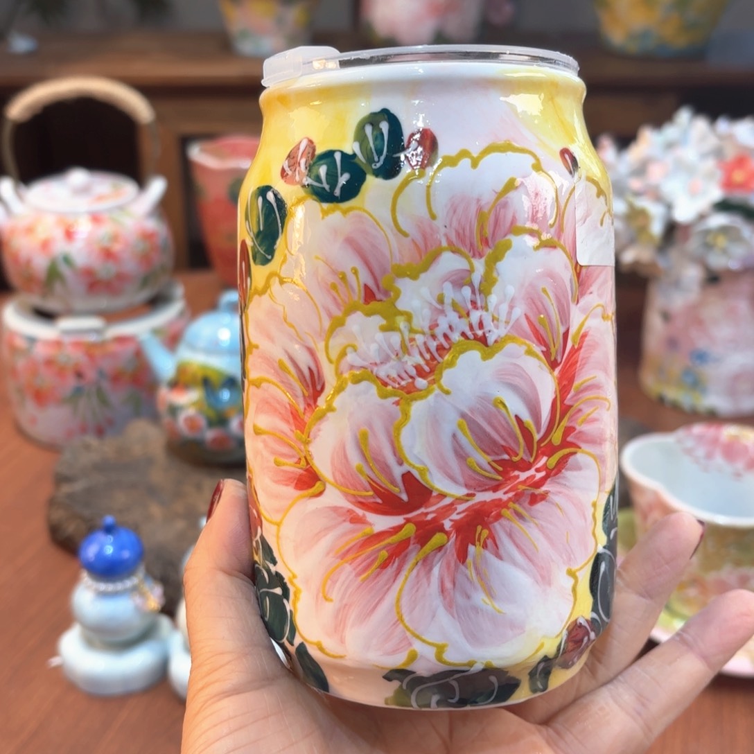 V***A瓷片景德镇手绘高温釉下彩陶瓷茶具