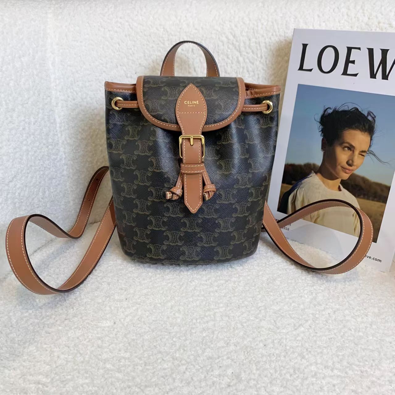 99新 Celine/思琳 壹臻/老花凯旋门mini双肩包 33385082