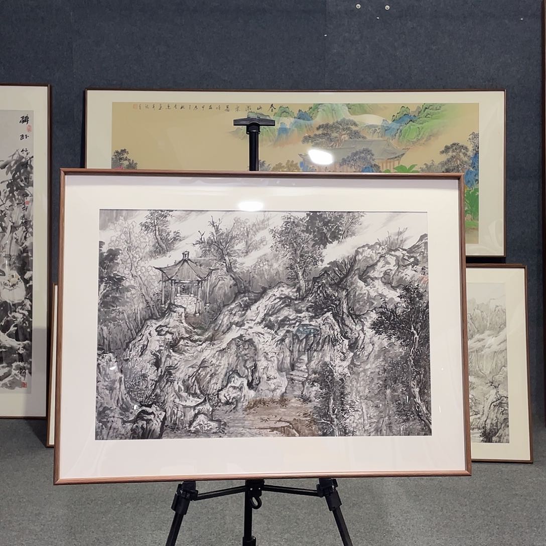 国画手绘画作带框发货