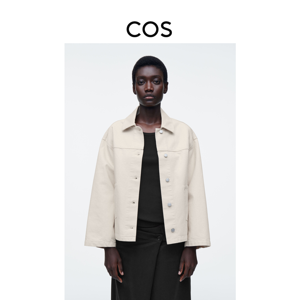 COS女装 休闲版型牛仔夹克外套米色2025春季新品1290079001