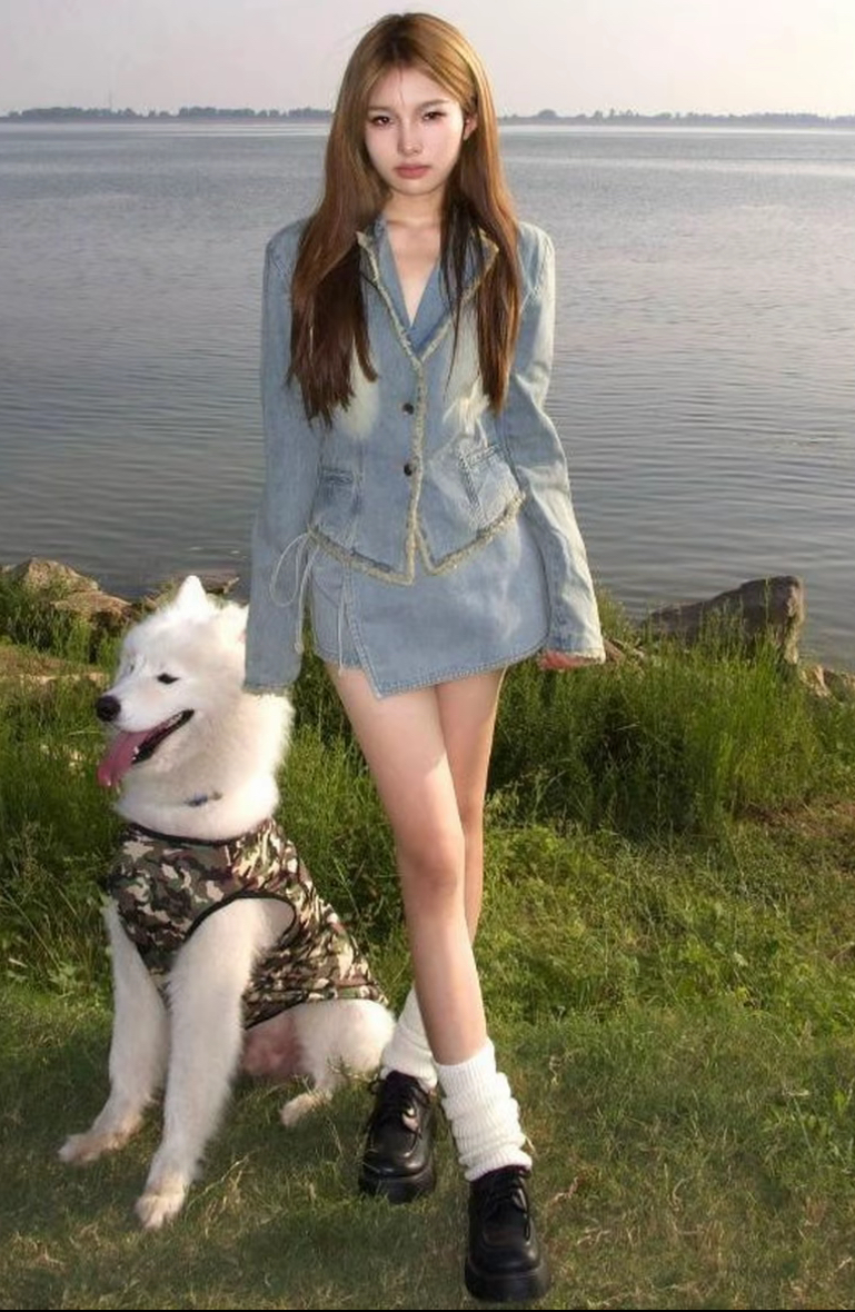 秋装搭配一整套美式时尚套装牛仔百搭上衣半身裙活泼俏皮两件套装