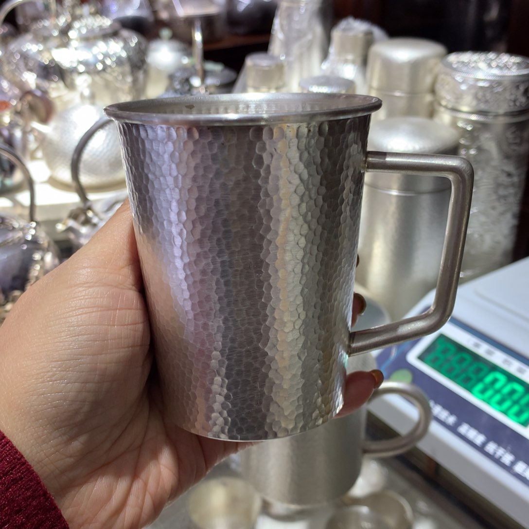足银999锤纹马克杯300容量