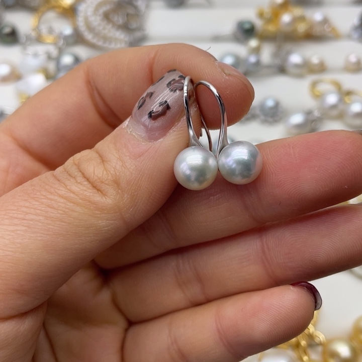 海水珍珠耳饰银S925镶嵌