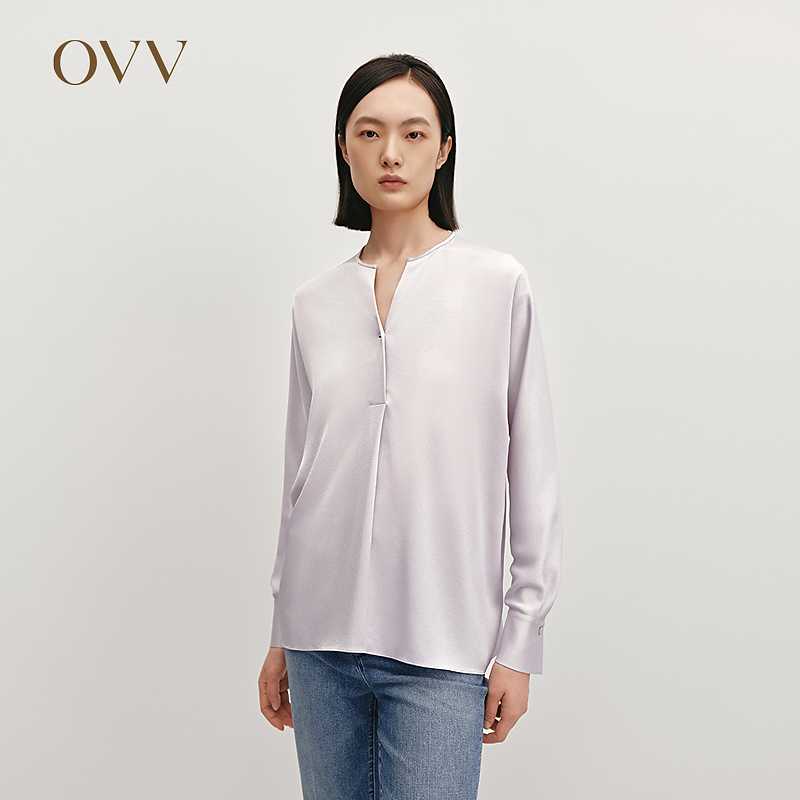 【日本进口三醋酸】OVV秋冬新女装插肩袖长袖衬衫GNSAJ34101A