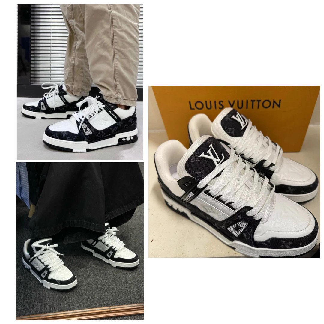 99新 LouisVuitton/路易威登 黑白牛仔 时尚板鞋 