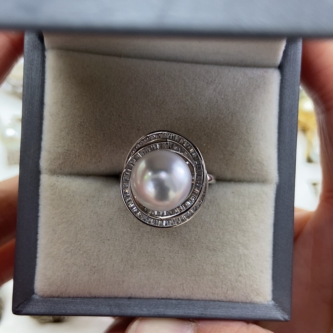 银S925镶嵌戒指海水珍珠