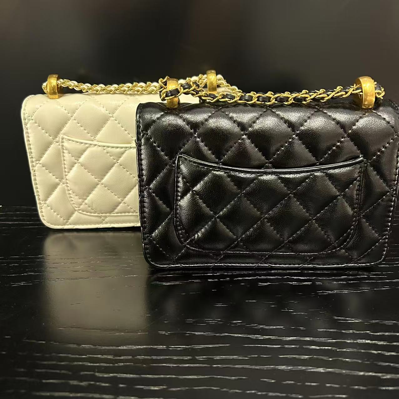 COCO DICV2025新款高端定制时尚女包 双金珠 黑白粉色19cm 80025