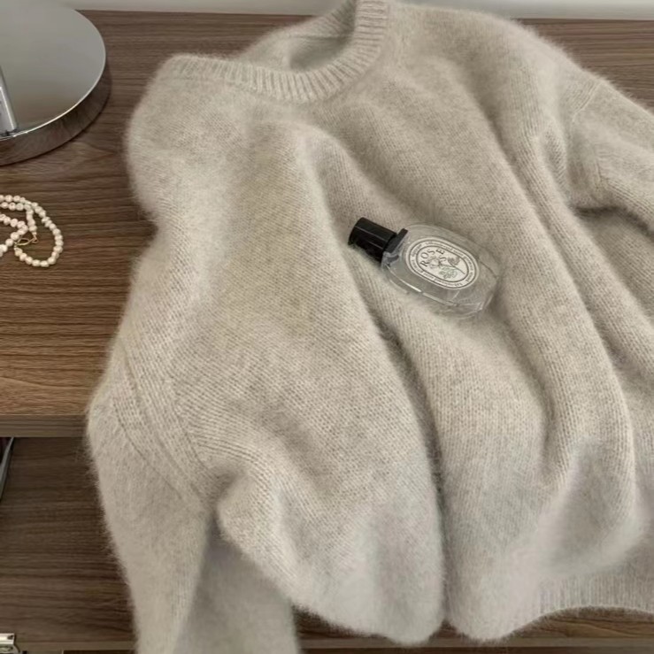 【001-050号】秋冬新款针宽松百搭针织圆领毛衣女套头长袖保暖潮流