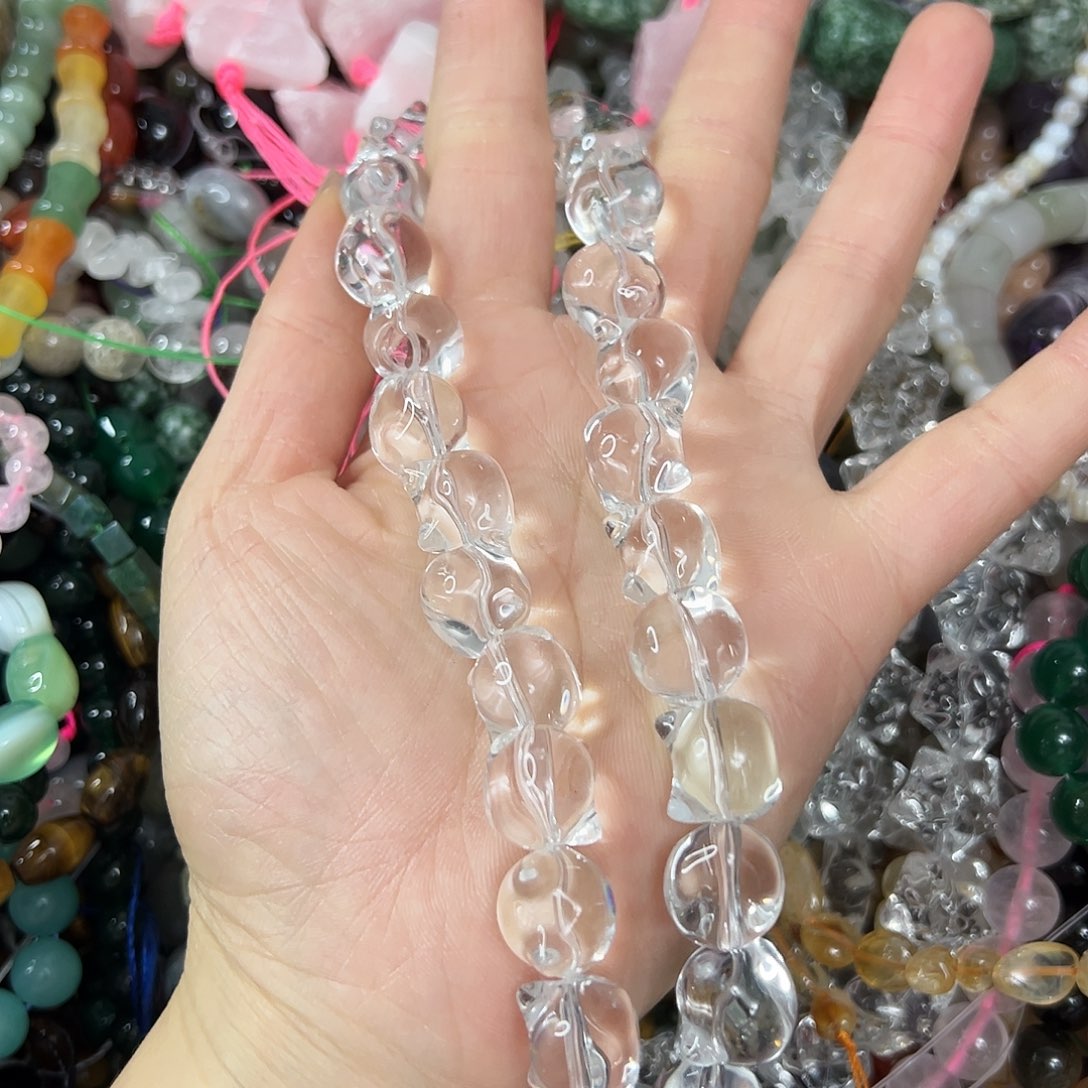 玛瑙/玉髓合金珠宝半成品，压电白水晶猫头25颗