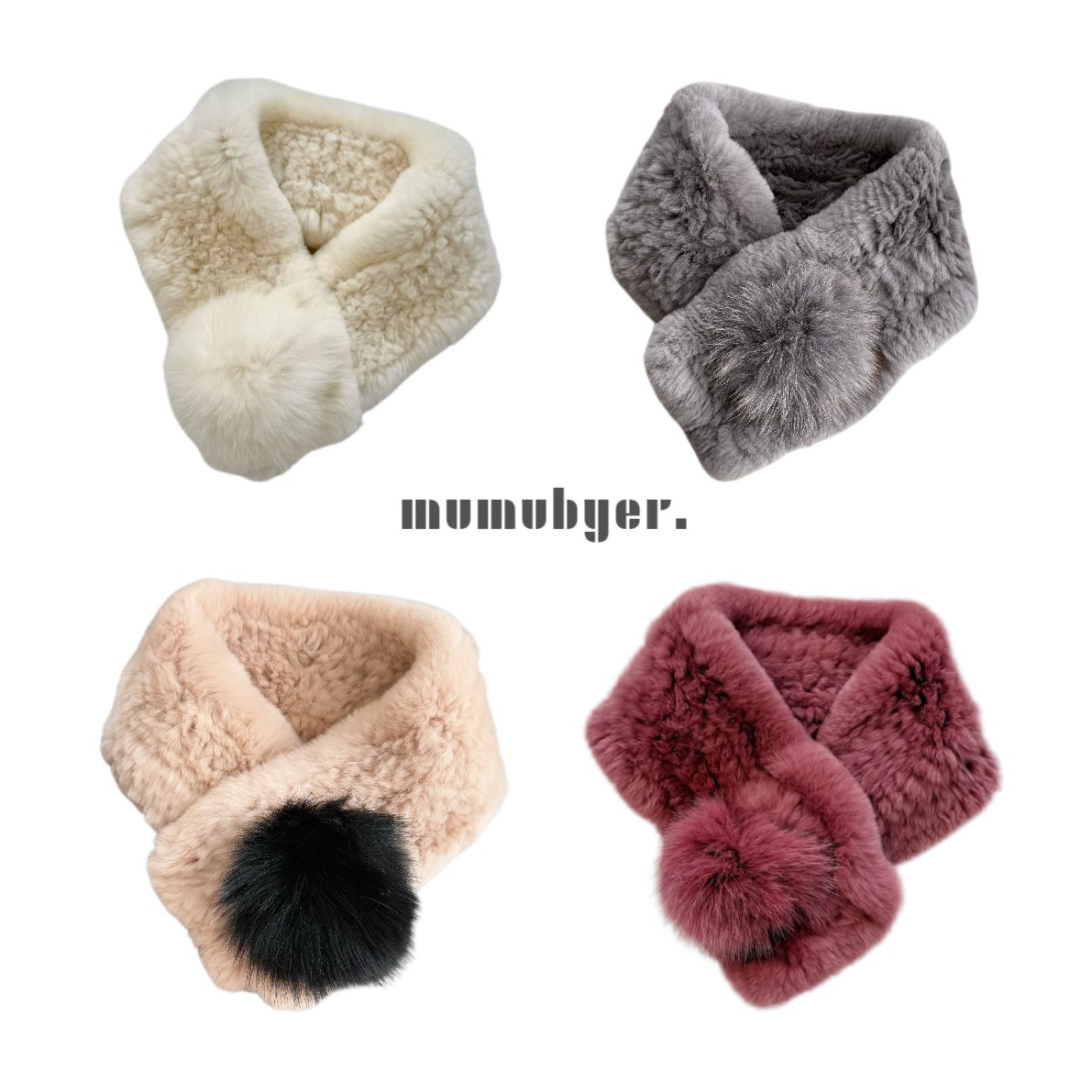 MUMUBYER •冬日浆果  显白獭兔毛狐狸毛球保暖围脖