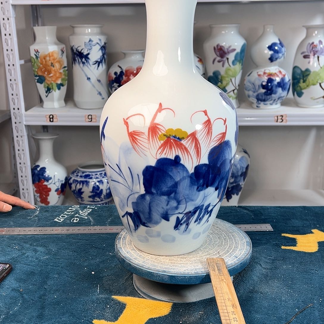 摆件景德镇陶瓷棒荷花