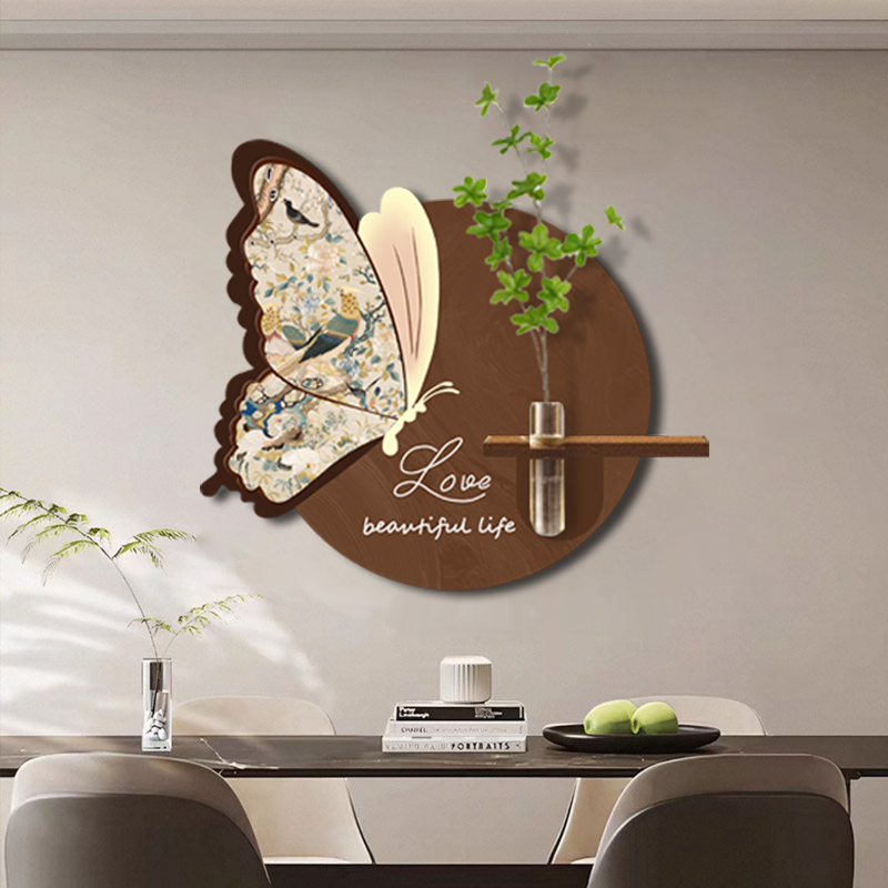 CS-047法式餐厅装饰画水培绿植客厅挂画玫瑰蝴蝶置物架捡漏