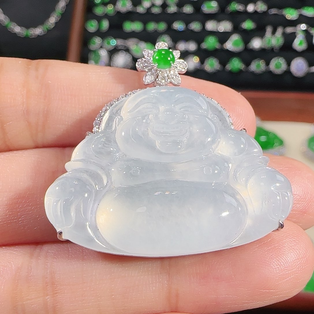 翡翠18K金镶嵌吊坠(不含链)