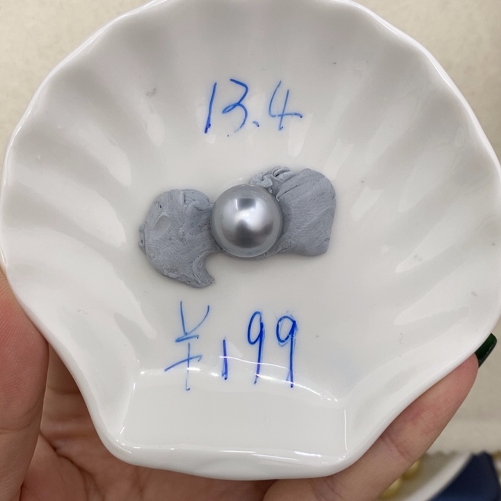 海水珍珠裸珠叽***?铂金灰裸珠13.4可定制不退换洁