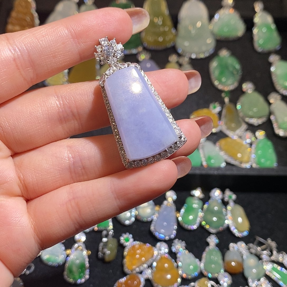 颈饰银S925镶嵌翡翠天然翡翠