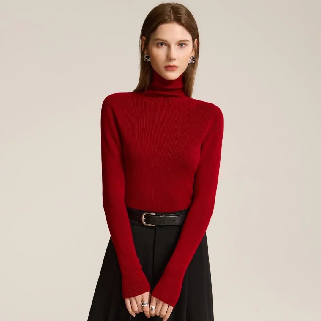 【茉莉绒品】100%绵羊毛精纺多色必入内搭纯色显瘦弹力针织女羊毛衫