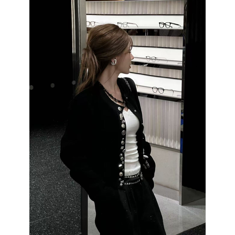 【蜜爷家】小香风重工纽扣开衫外套0110#