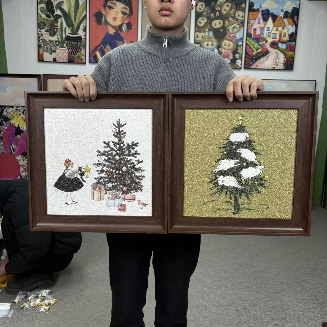 法式复古奶油风客厅卧室床头斗柜装饰挂画小众艺术高级感4040