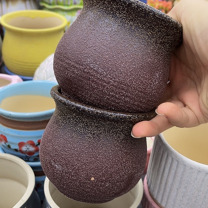 多肉绿植陶瓷花盆9.9包邮，有孔