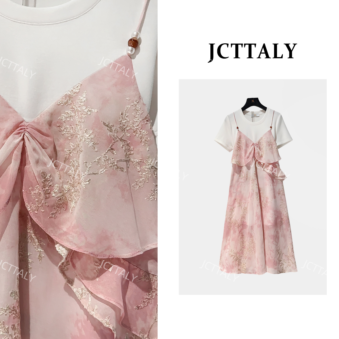 【宠粉价】法式温柔水墨渐变印花纯欲显瘦连衣裙JC-A3334