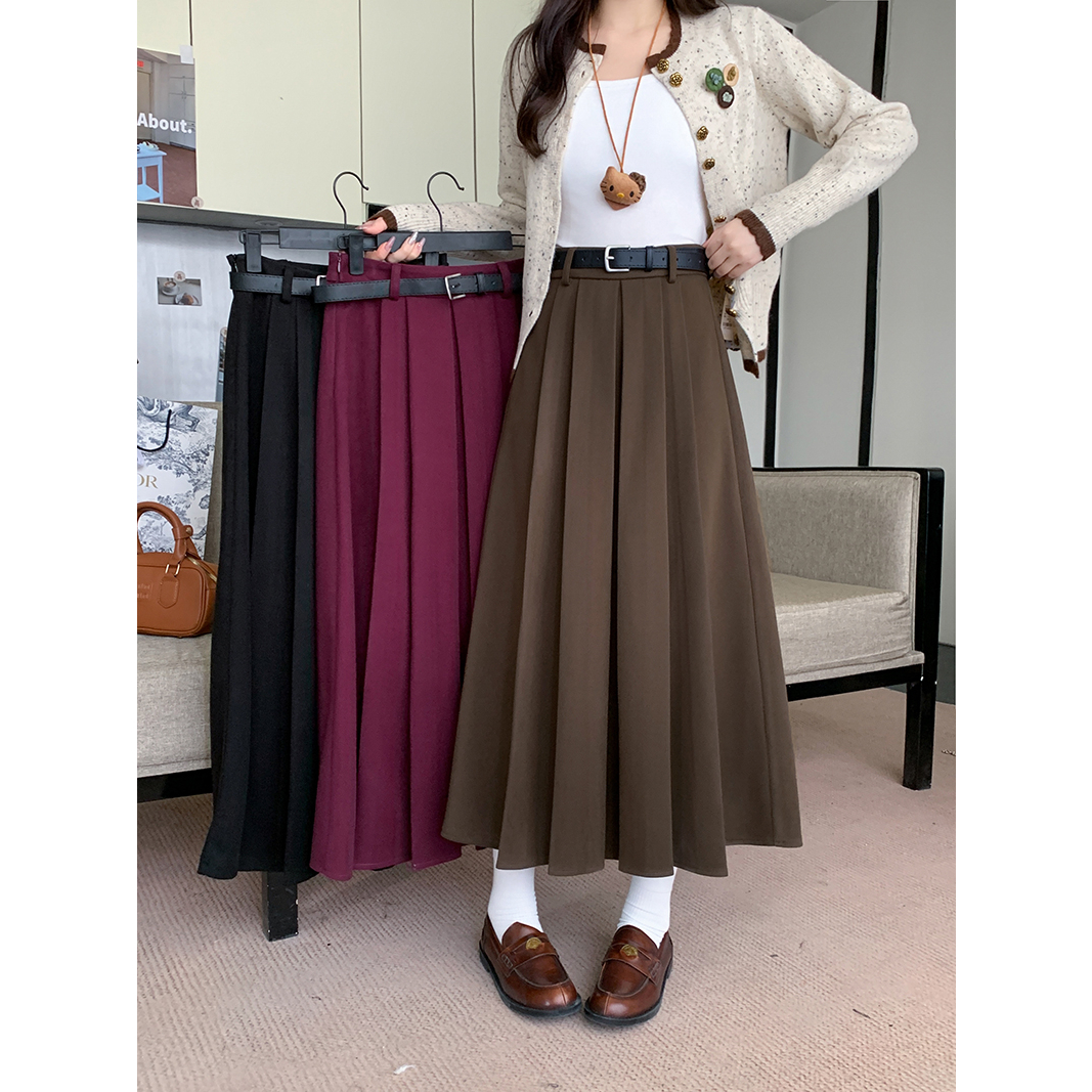 20606（302）秋冬新款大码女胖mm加厚保暖高腰显瘦长裙百搭半身裙