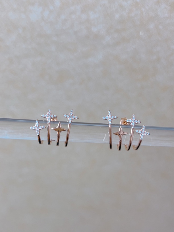 瑞涵轻奢 18K玫瑰金百搭星星芒星耳钉
