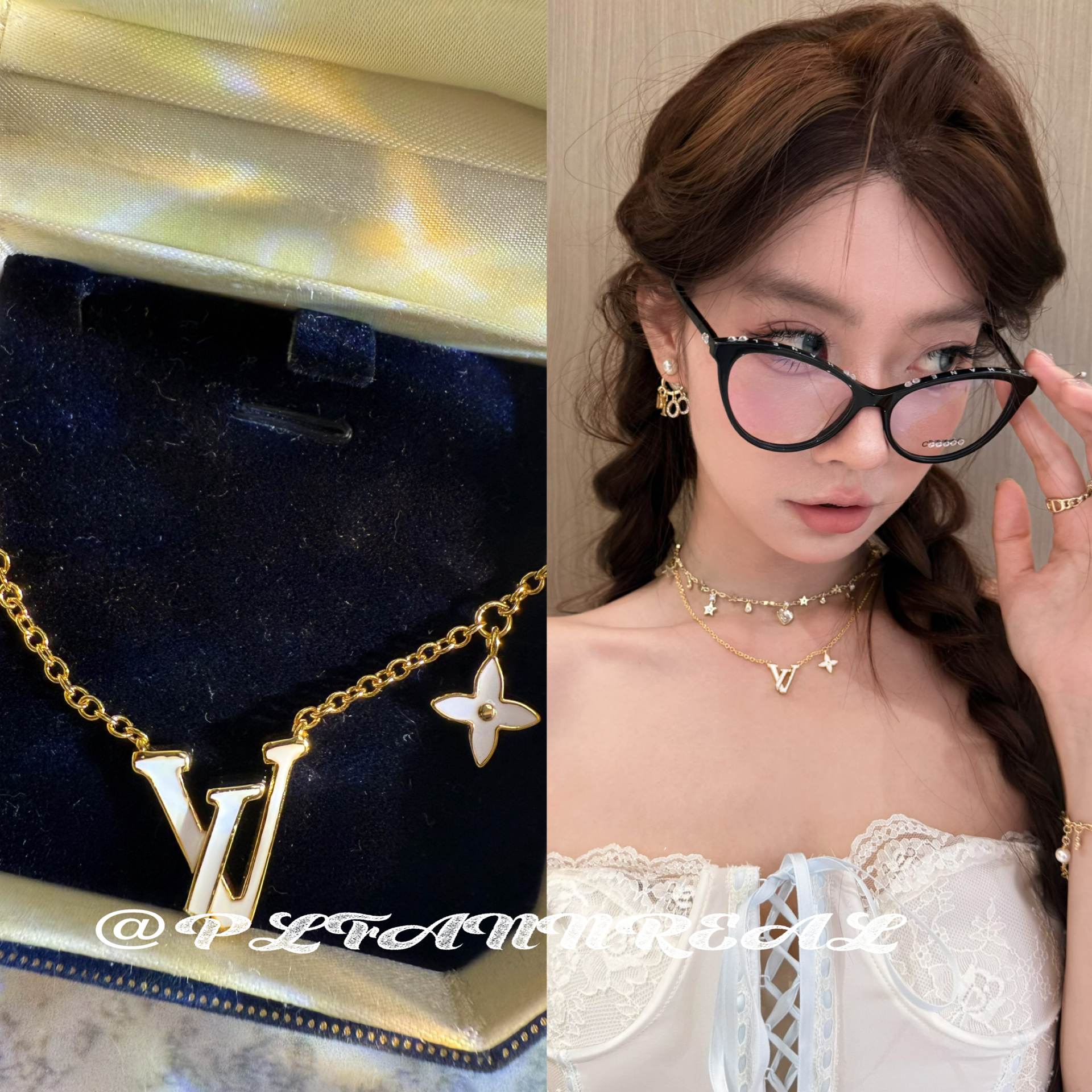 铜合金珐琅项链 B1447 老花珐琅花卉项链