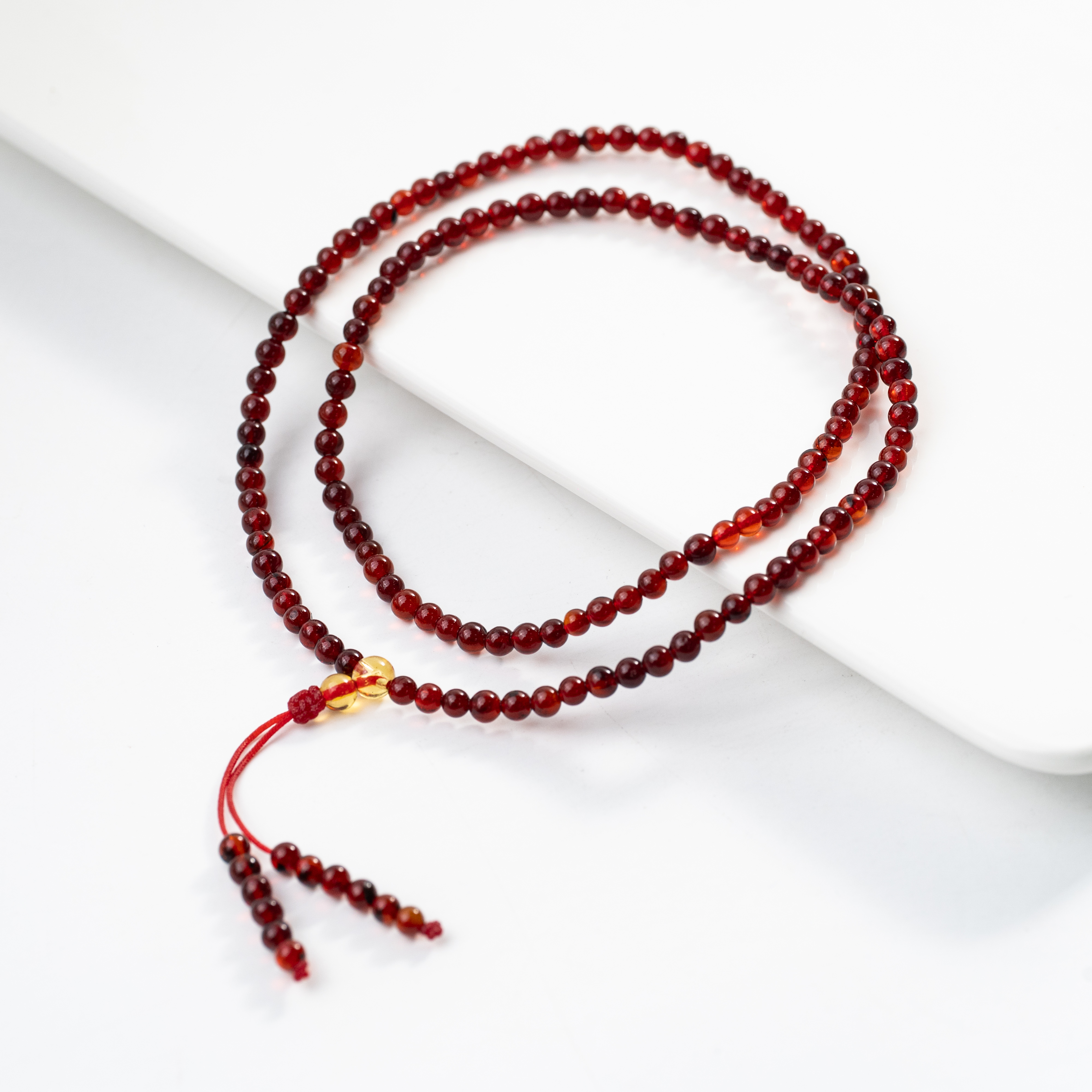 4mm全净水浅酒红色血珀108多圈SDXP3704（多样性发其一）