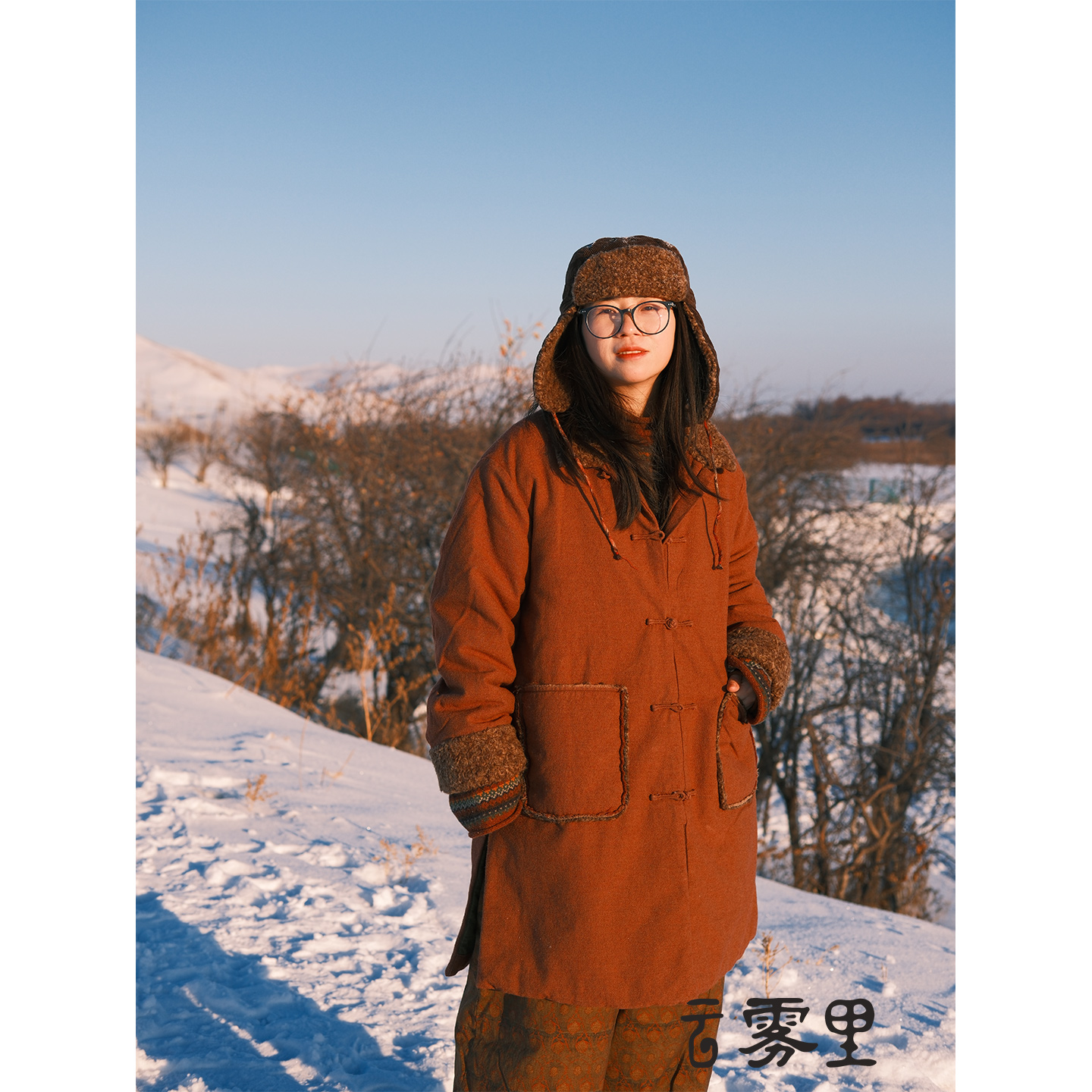 【云雾里】6289羊毛棉夹棉刺绣盘扣长棉衣呢子外套冬