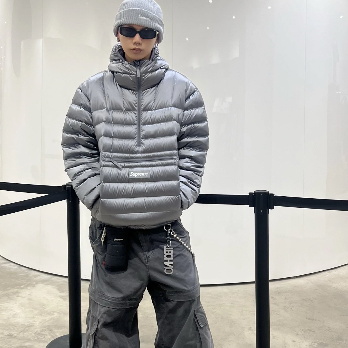 sup 羽绒服 编织徽标标签半拉链羽绒服 男女同款 