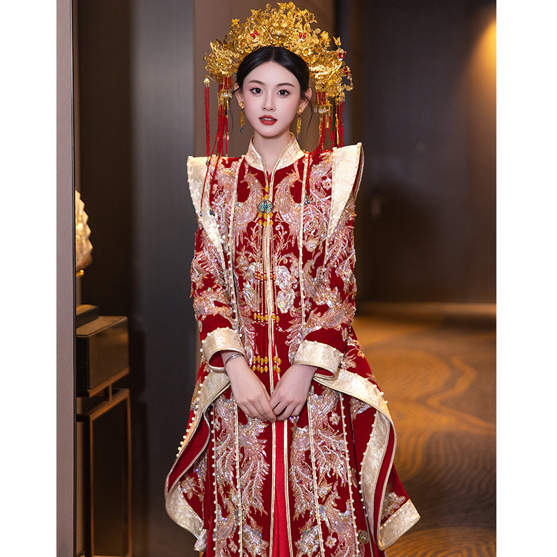 秀禾服婚服2025新款龙凤褂敬酒服凤冠霞帔重工出阁服嫁衣礼服648