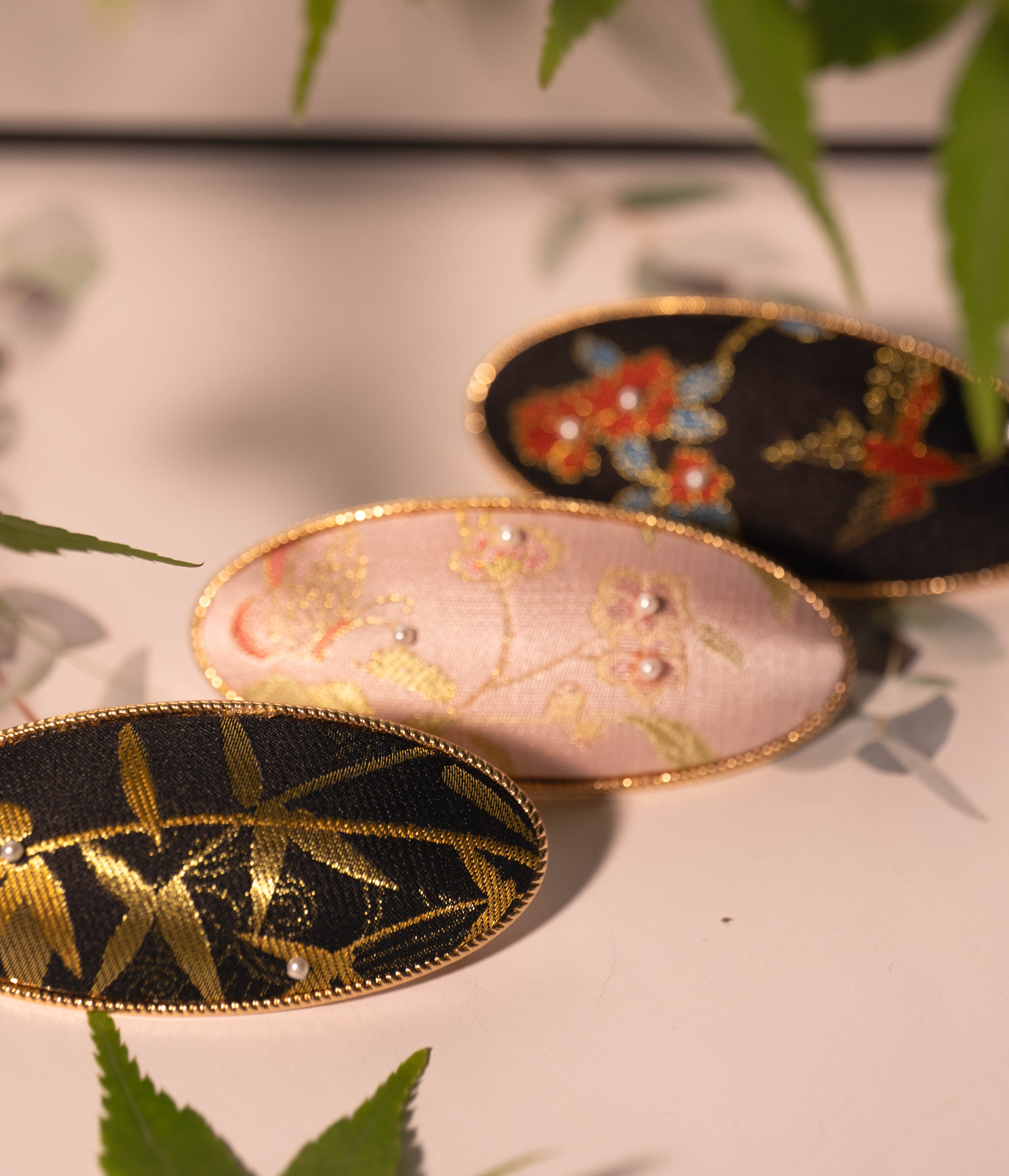 手工非遗宋锦椭圆弹簧夹