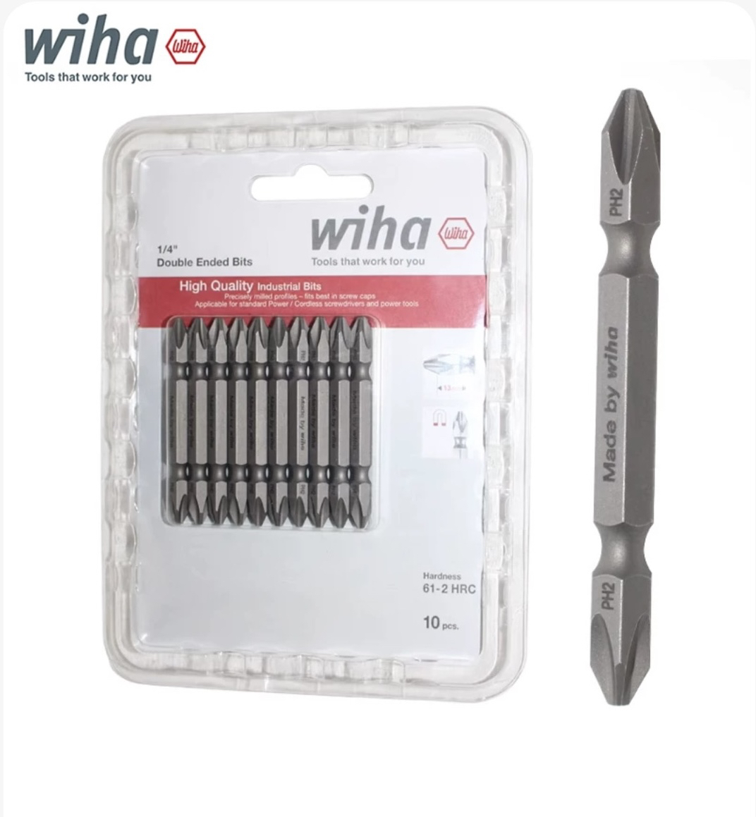 德国wiha威汉批头十字强磁手电钻批头电动螺丝双头批加长防滑套装