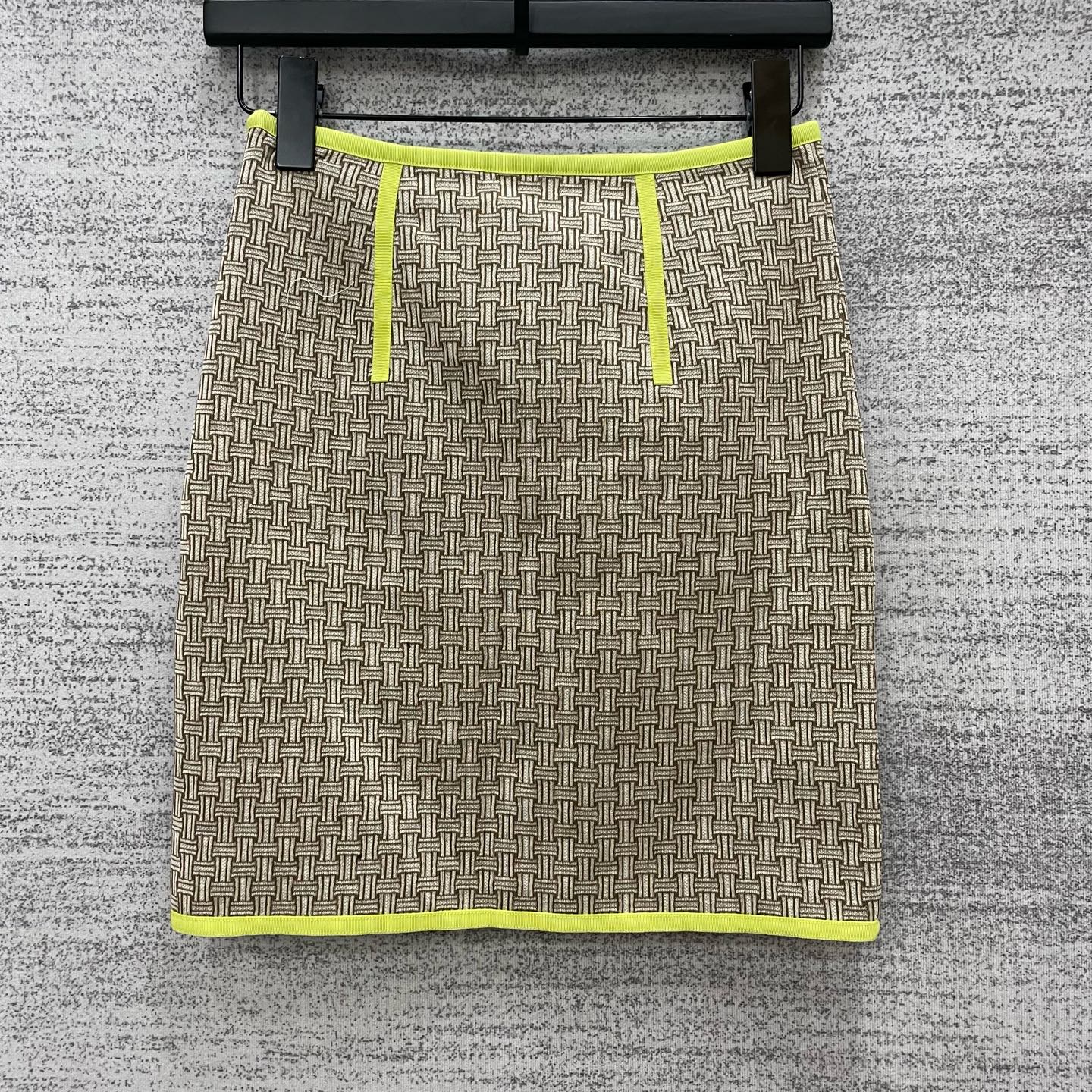 未使用 Hermes/爱马仕 A100363/提花撞色针织迷你裙/34码