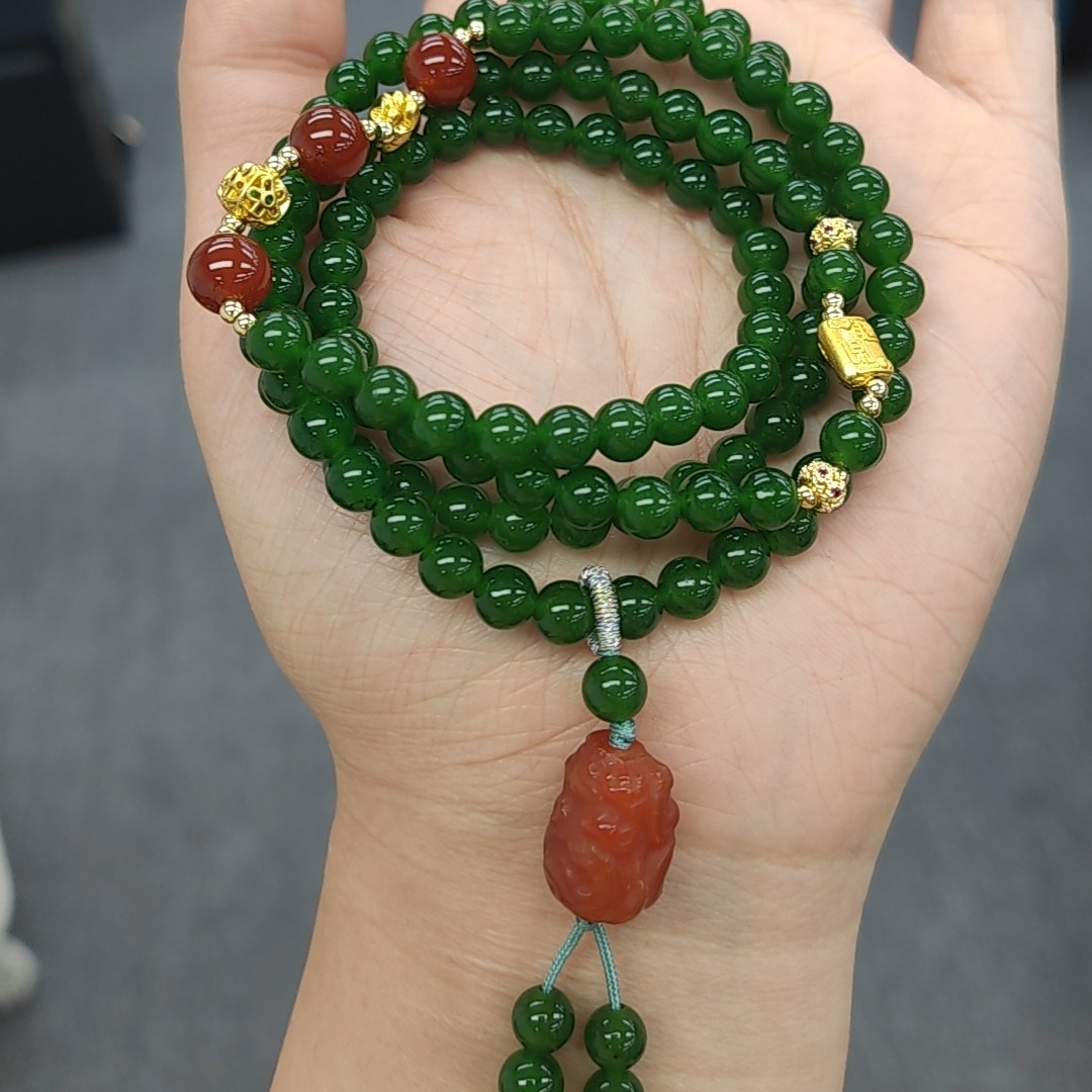 保真精品阳绿6毫米设计款毛衣链多圈两用款