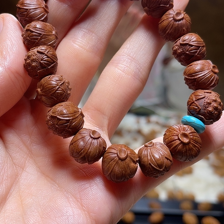 橄榄核手串/手链龙纹桃核 莲蓬