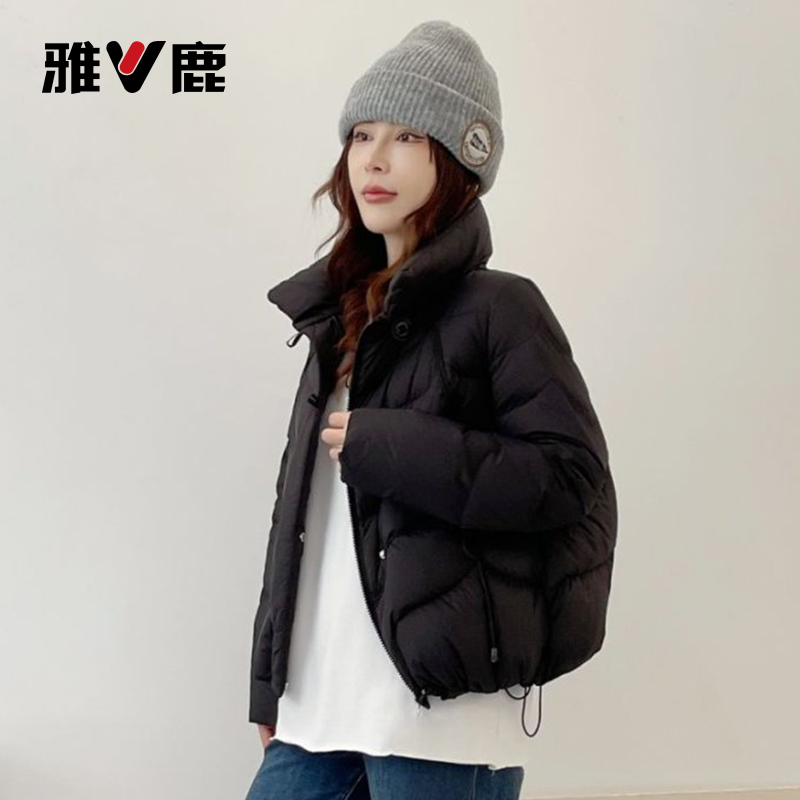 雅鹿2025冬新款羽绒服女小个子短款加厚御寒保暖时尚休闲纯色外套