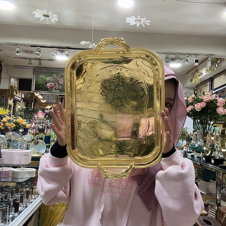 陶瓷长40宽33厘米金色盘