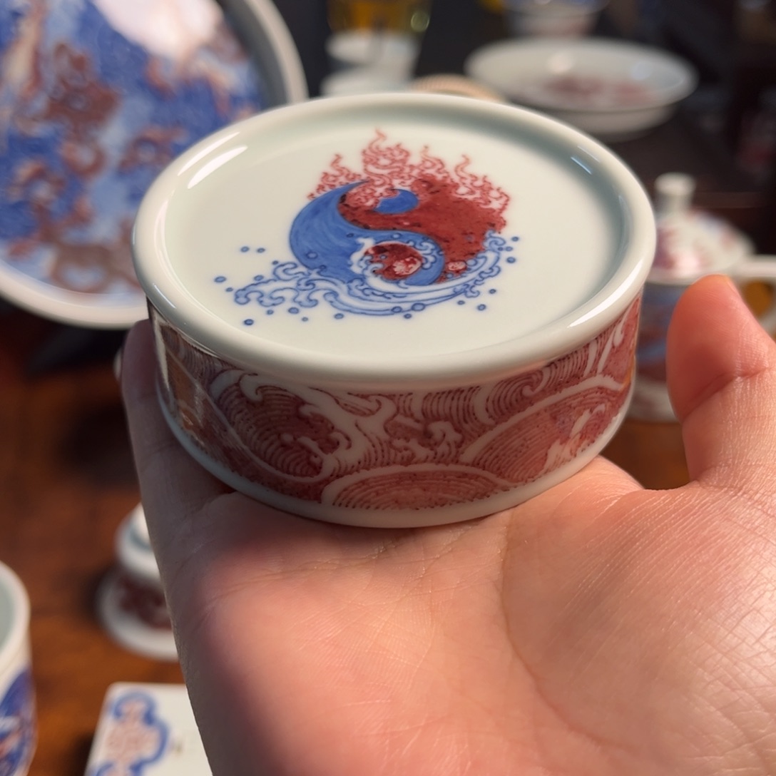 青花釉里红☯️盖置